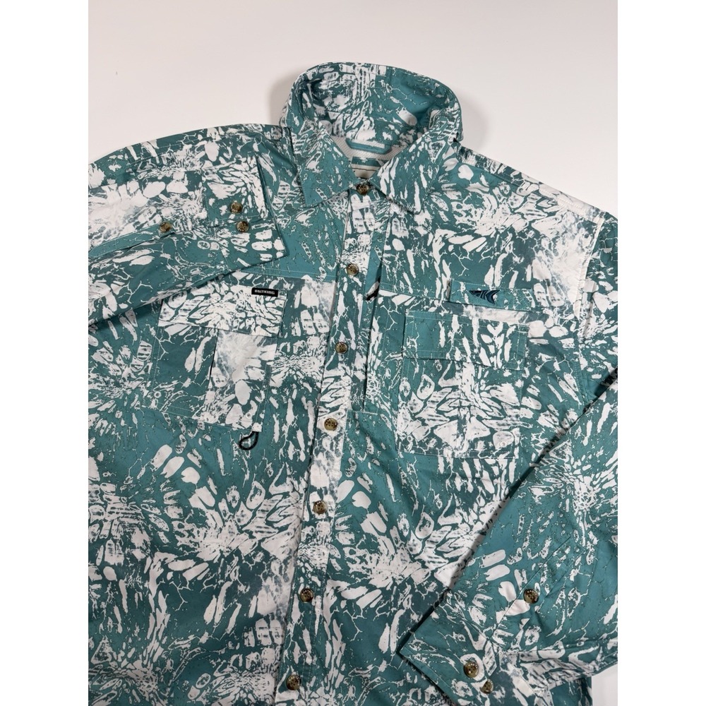 KastKing Shirt Mens Large Blue Fishing Long Sleeve Button Front Vented